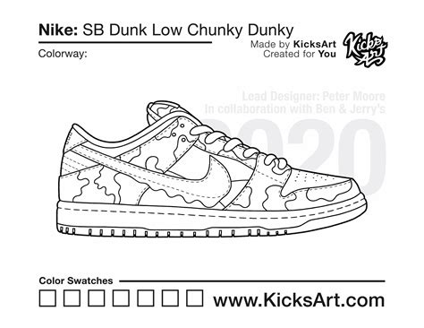 Nike SB Dunk Low Sneaker Coloring Pages - Created by KicksArt | Nike ...