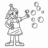 Premium Vector  Circus Child Blowing Bubbles Isolated Coloring sketch template