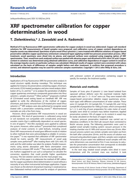 (PDF) XRF spectrometer calibration for copper determination in wood