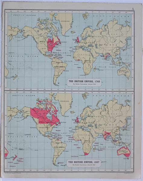 HISTORICAL MAP THE WORLD BRITISH EMPIRE 1763 ~ 1837 AUSTRALIA NORTH ...