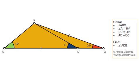 Geometry Problem 1389: Triangle, 40-120-20 degree, Angle, Congruence. Tutoring