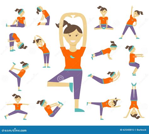 Female yoga poses stock vector. Illustration of active - 62540815