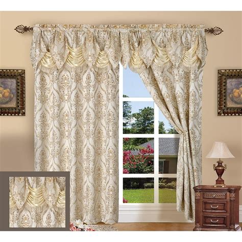 Elegant Comfort Beautiful Design Jacquard Look Curtain Panels 55" X 84" +18 with Attached ...