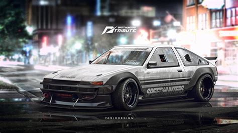 car, Toyota, artwork, pop-up headlights, Toyota AE86, vehicle, HD ...