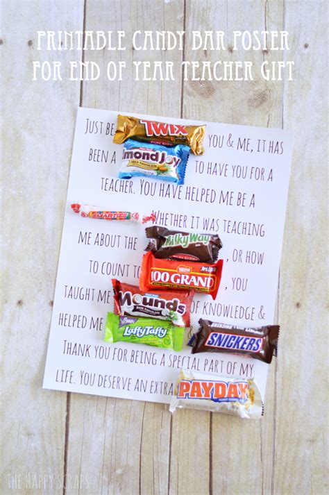 Printable Candy Bar Poster Teacher Gift - The Happy Scraps