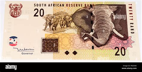 20 South African rands bank note. South African rands is the national currency of South Africa ...