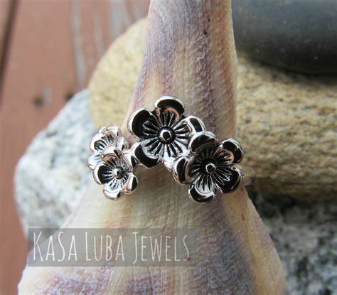 Sterling silver flower ring floral ring unique ring | Etsy