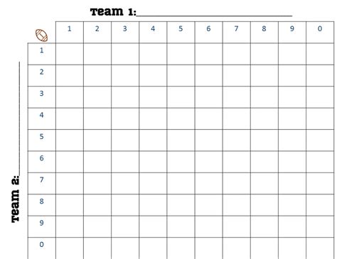 Printable Football Squares | Football squares, Football squares template, Superbowl squares