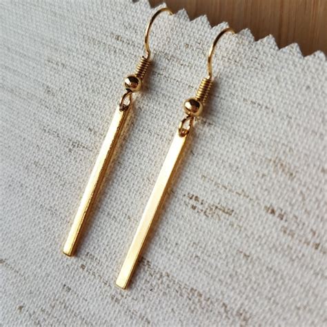 Gold Bar Earrings - Etsy