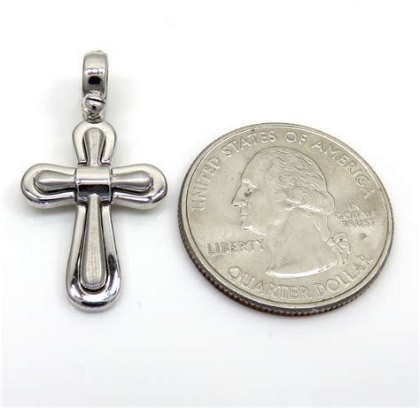 14k White Gold Italian Bubble Cross