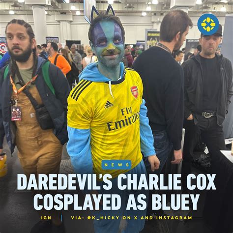 IGN - Daredevil’s Charlie Cox cosplayed as Bluey from the...