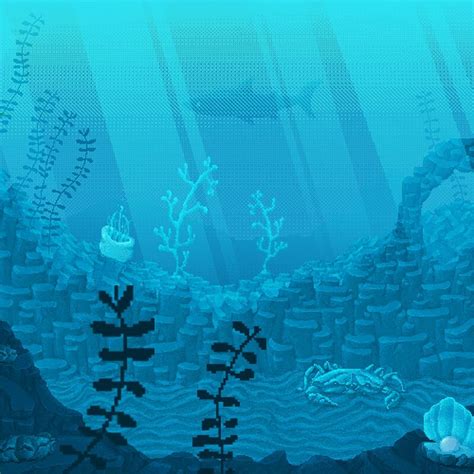 Underwater Scene (Pixel Animation) | Pixel animation, Pixel art landscape, Cool pixel art