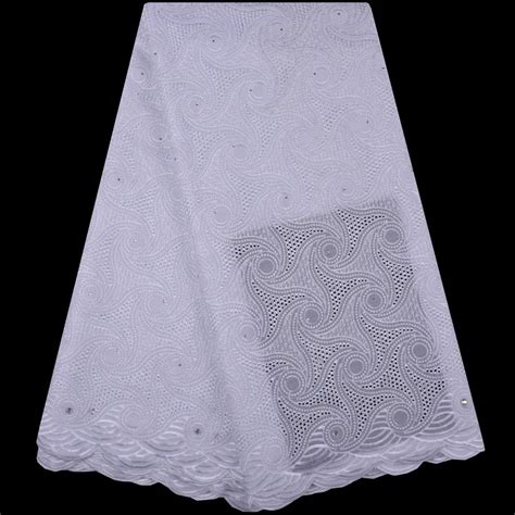 2018 Soft African Dry Lace Fabric High Quality African Swiss Lace 5Yards White Cotton Voile Lace ...