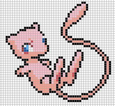 Mew Grande Plantilla | Pixel art pokemon, Pixel art templates ...