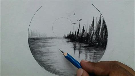 Pencil Sunset Sketch Drawing - img-pewpew