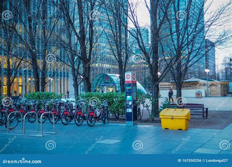 Cycle Hire Docking Station with Santander Cycles Aka Boris Bikes in Canary Wharf. Editorial ...