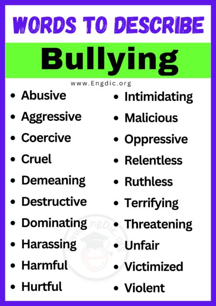 20+ Best Words to Describe Bullying, Adjectives for Bullying - EngDic