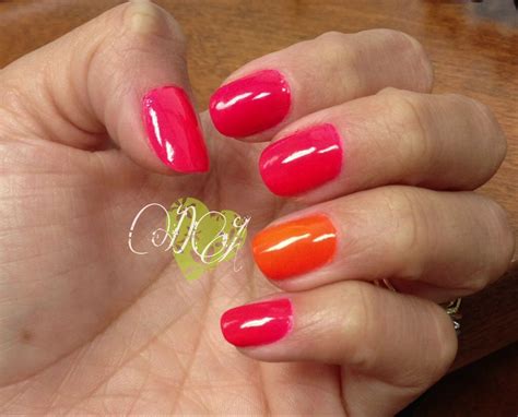 My simple sunset nails. Regular polish, bright pink and orange. | Nails, Sunset nails, Simple sunset