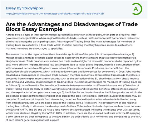 Are the Advantages and Disadvantages of Trade Blocs Essay Example ...