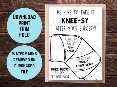 Printable Funny Get Well Soon Knee Surgery Card Knee Surgery - Etsy