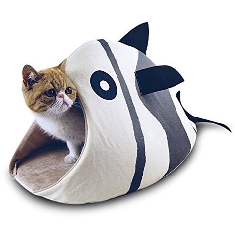 Petgrow Novelty Cat Bed House Decorative Fish Shaped Large Size, Cozy Comfy Pet - Beds