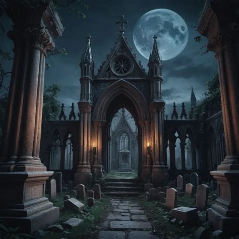 dark mysterious abandoned cemetery in the gothic cou...