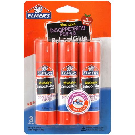 Elmer's Disappearing Purple Washable School Glue Sticks, 0.77 oz, 3 Count - Walmart.com