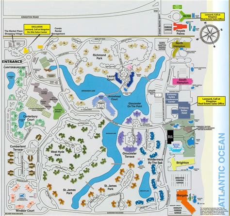 Kingston Plantation Resort Map, Myrtle Beach, SC