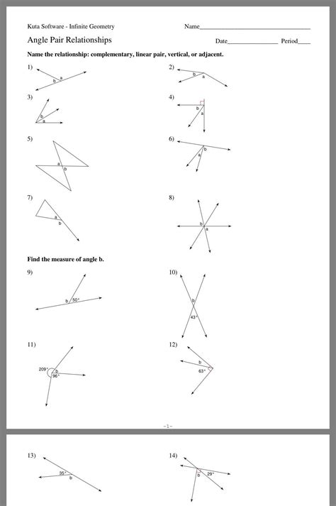 Angle Pairs Worksheet Answer Key