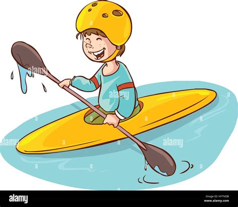 cartoon boy with a canoe. vector illustration Stock Vector Image & Art - Alamy