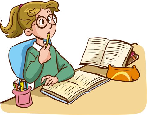 girl studying at desk cartoon vector 18807792 Vector Art at Vecteezy