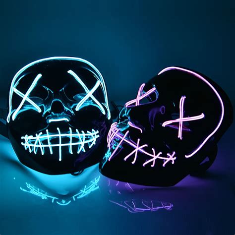 LED Mask Halloween Neon Party Scary The Purge Mask Brithday Gift ...