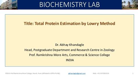 Lowry method for protein estimation