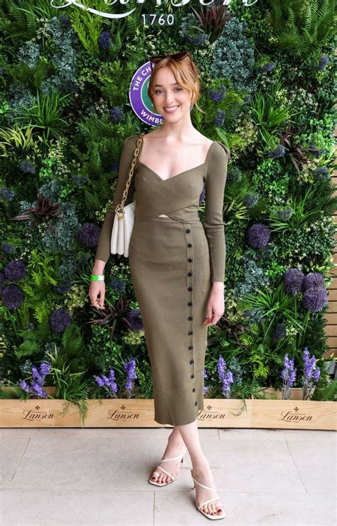 Phoebe Dynevor in an Olive Dress Attends the Lanson Champagne ...