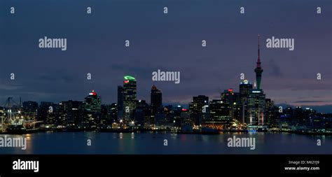 Auckland skyline at night Stock Photo - Alamy