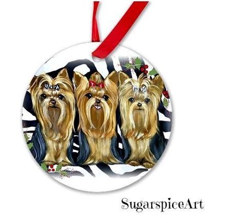 Yorkies Yorkshire Terrier Christmas Ornament Tree Decoration by SugarspiceArt | Christmas ...