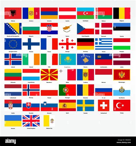 Set of flags of all countries of Europe. Vector illustration Stock ...