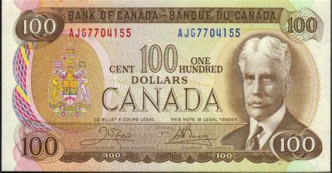 Canada 100 Dollar Note 1975 Sir Robert Borden|World Banknotes & Coins ...