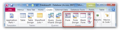 Where is Form in Microsoft Access 2007, 2010, 2013, 2016, 2019 and 365