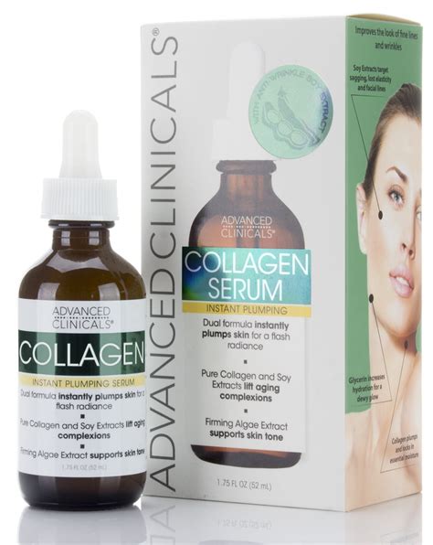 Advanced Clinicals Collagen Instant Plumping Facial Serum. Face Serum for Wrinkles and Fine ...