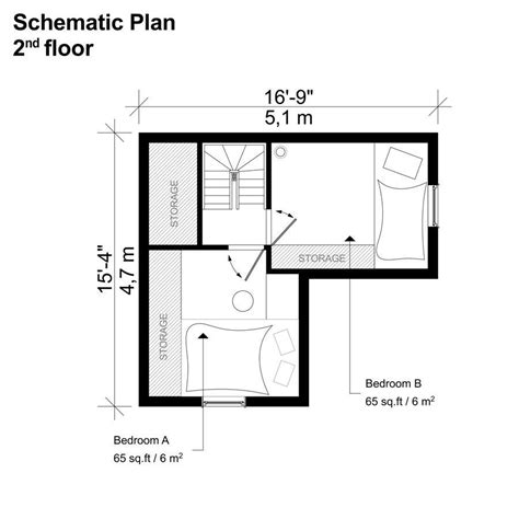 loft-two-bedroom-house-floor-plan Mini House Plans, House Plan With Loft, Tiny House Loft, Small ...