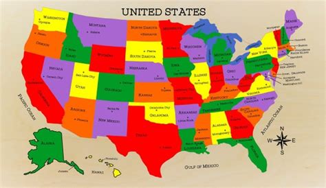 United States Map With Capitals Glossy Poster Picture Photo - Etsy