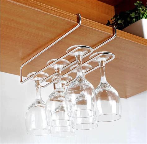 Enipate Stainless Steel Wine Glass Hanger Under Cupboard Cup Holder ...