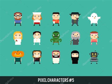 Pixel art Characters Stock Vector by ©chuckchee 104953998