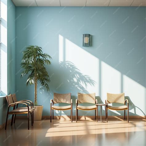 Premium AI Image | hospital hallway with blue seating