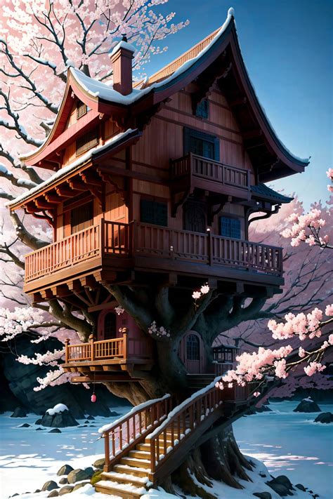 Cherry Blossom Tree House by ech0wav3 on DeviantArt