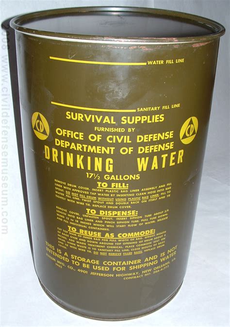 Civil Defense Museum-Community Fallout Shelter Supplies - Water Drums