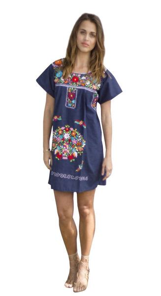 Embroidered Mexican Mini Dress - Del Mex