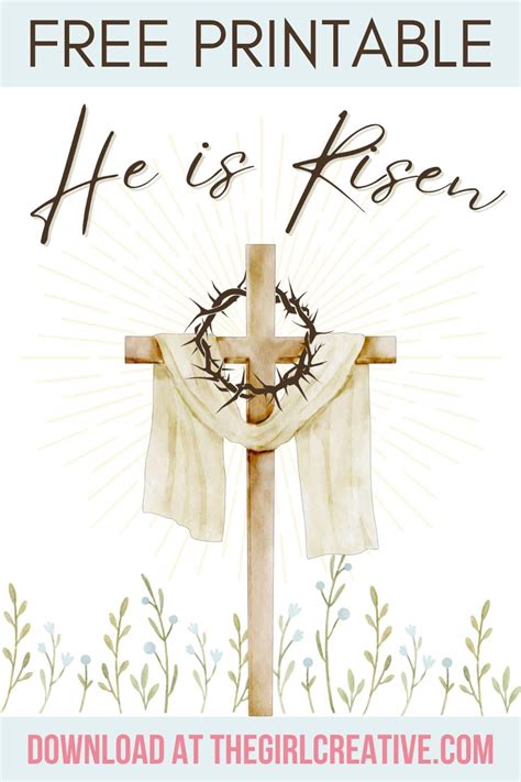 Free Printable He is Risen Easter Sign - The Girl Creative