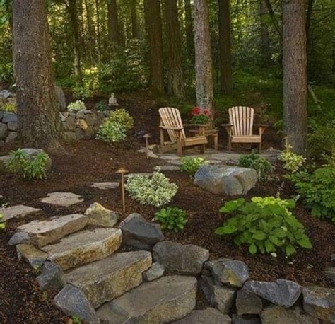 Cabin Life | Wooded backyard landscape, Backyard landscaping, Backyard landscaping designs